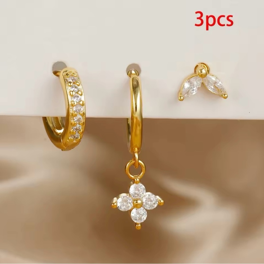3 PCS Set Gold Cartilage Piercing Stud